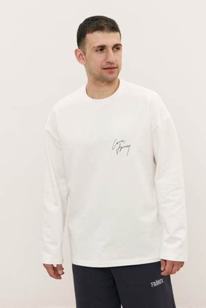 Лонгслив MAN, COZY VIBES, молочный