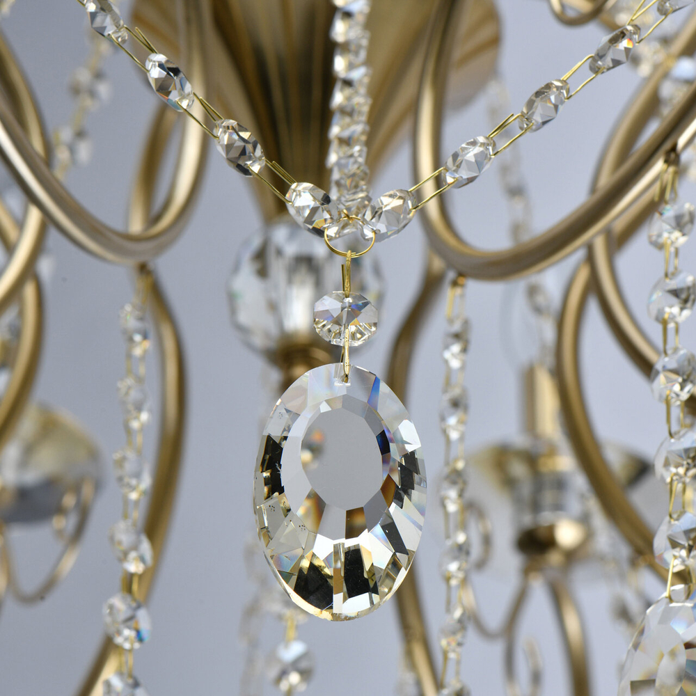 Люстра подвесная MW Light Селена для гостиной и кабинета, 8 ламп, 320Вт, 16 м2, хрусталь, бронзовая