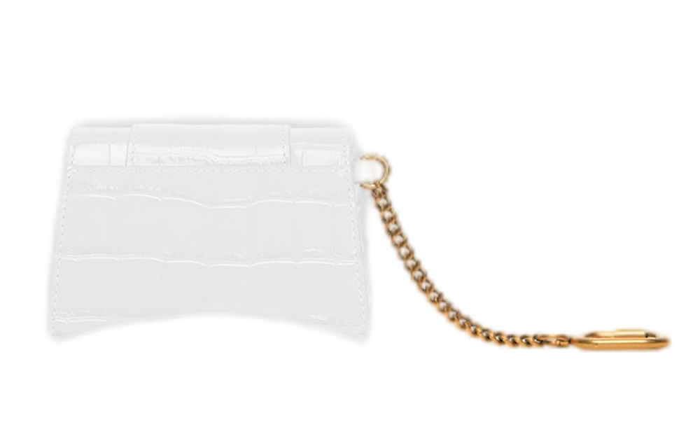 Balenciaga Hourglass Cow Leather Card Holder Women"s White