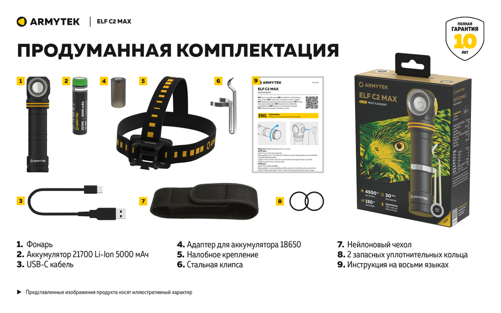 Фонарь Armytek Elf C2 Max [F10701C] 4500 люмен (холодный свет)