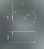 Раковина накладная Gid Creativo 45 N9302wg 51220 белая матовая, белый графит