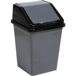 Ведро для мусора с подвижной крышкой 5л квадратное (серо/черный)