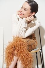 ЮБКА С ПЕРЬЯМИ СВЕТЛО-ОРАНЖЕВЫЙ|ШОКОЛАД|СВЕТЛО-ОРАНЖЕВЫЙ