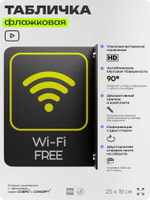 Табличка Wi-Fi Free флажковая на стену, двусторонняя с крепежом, 19 х 25 см, для офиса, кафе, ресторана, серия COSMO, Айдентика Технолоджи