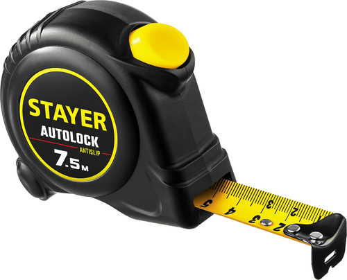 STAYER АutoLock 7,5м / 25мм рулетка с автостопом