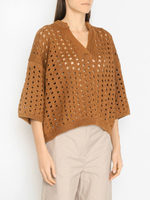 Марафон по вязанию джемпера Max Mara с V-вырезом свободного силуэта спицами "Cinnamon"