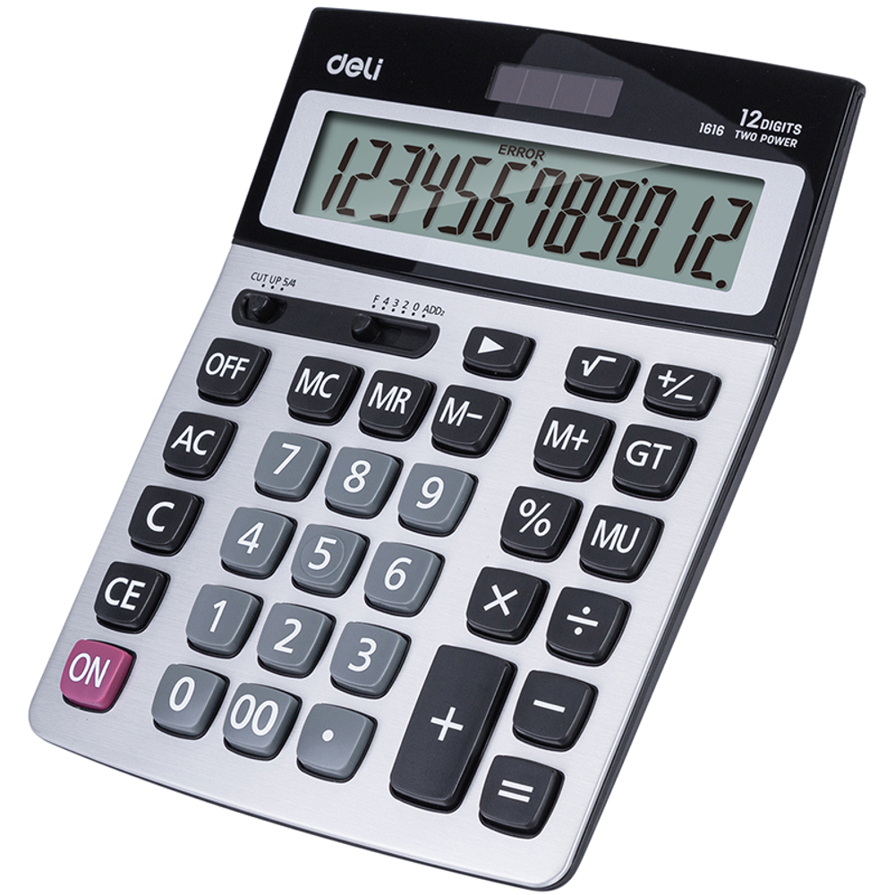 Калькулятор настольный DELI "1616" 12 разрядный, 207х155х30 мм, серый