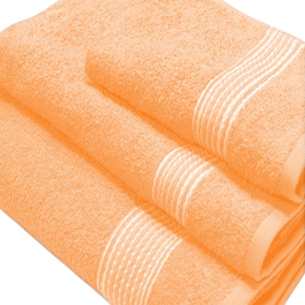 Набор из 3-х махровых полотенец "П37. Косичка" в упаковке, цвет персик, 100% хлопок, Россия.