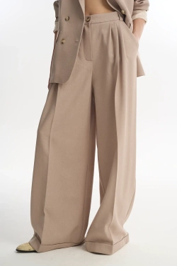Брюки-палаццо со стрелками бежевые