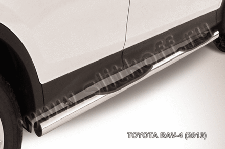 Пороги из нержавейки Toyota Rav-4 (2012-2015) d76 с проступями