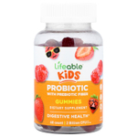 Lifeable, пробиотик с пребиотической клетчаткой для детей, жевательный вкус, с ягодным вкусом, 60 жевательных таблеток