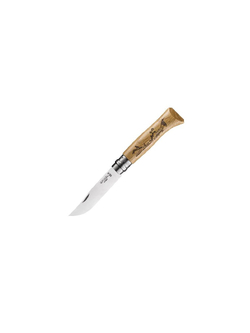 Нож Opinel №8, нержавеющая сталь, рукоять дуб, гравировка заяц, 002333