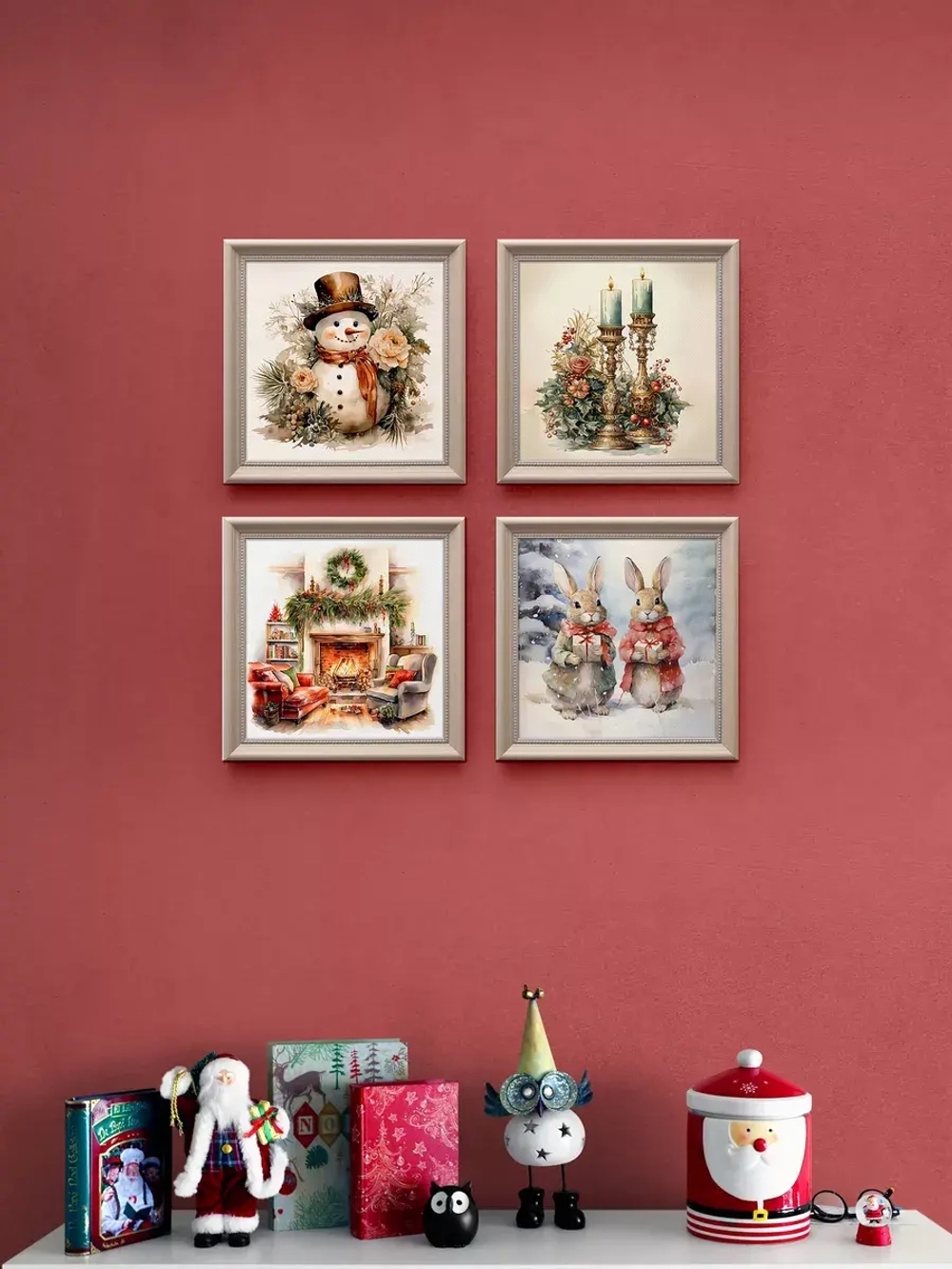 Картины на стену интерьерные на холсте 4 шт, 23*23 см