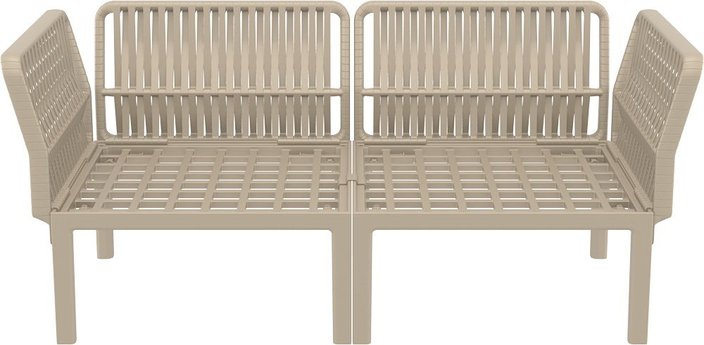 Диван пластиковый двухместный с подушками Siesta Contract Portofino Lounge, бежевый, темно-серый