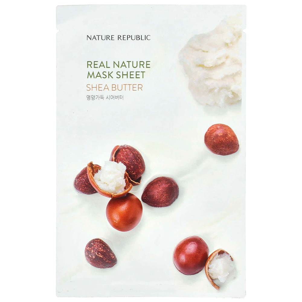 Nature Republic, Real Nature Beauty Mask Sheet, масло ши, 1 шт., 23 мл (0,77 жидк. унц.)