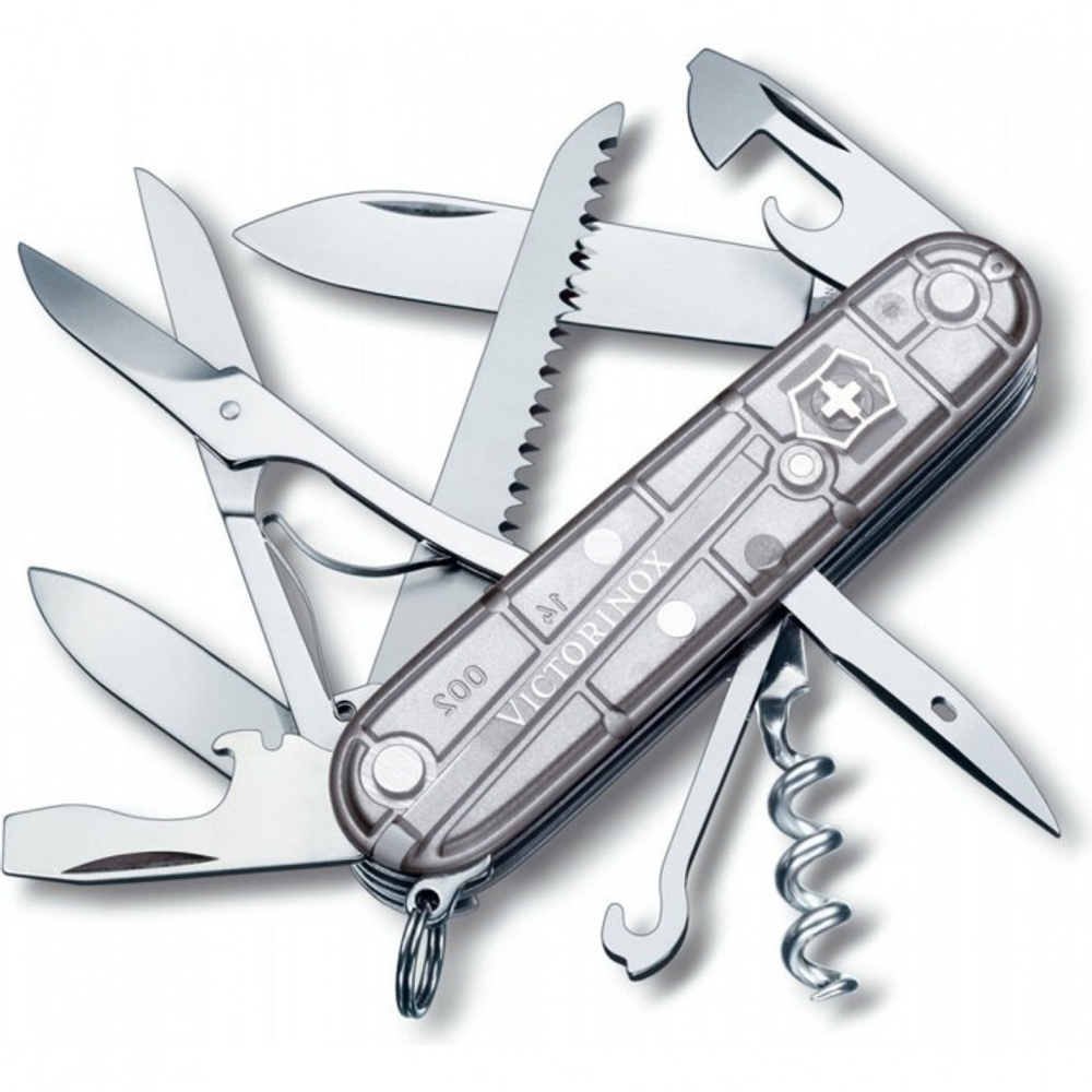 Нож Victorinox Huntsman, 91 мм, 15 функций, полупрозрачный серебристый