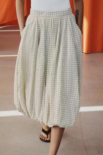 ZARA ЮБКА-ШАР В КЛЕТКУ — ZW COLLECTION, ЭКРЮ/ЧЕРНЫЙ