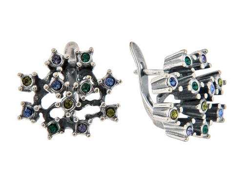 "Нариал" серьги в серебряном покрытии из коллекции "Экзотика" от Jenavi с английским замком