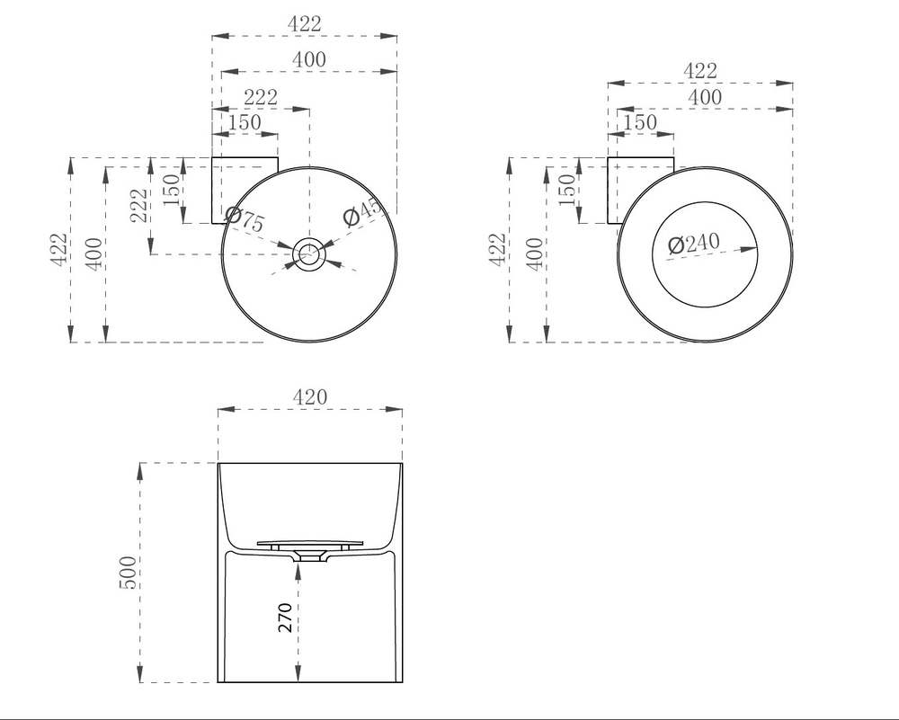 Раковина подвесная прозрачная угловая ABBER Kristall AT2705Opal коричневая