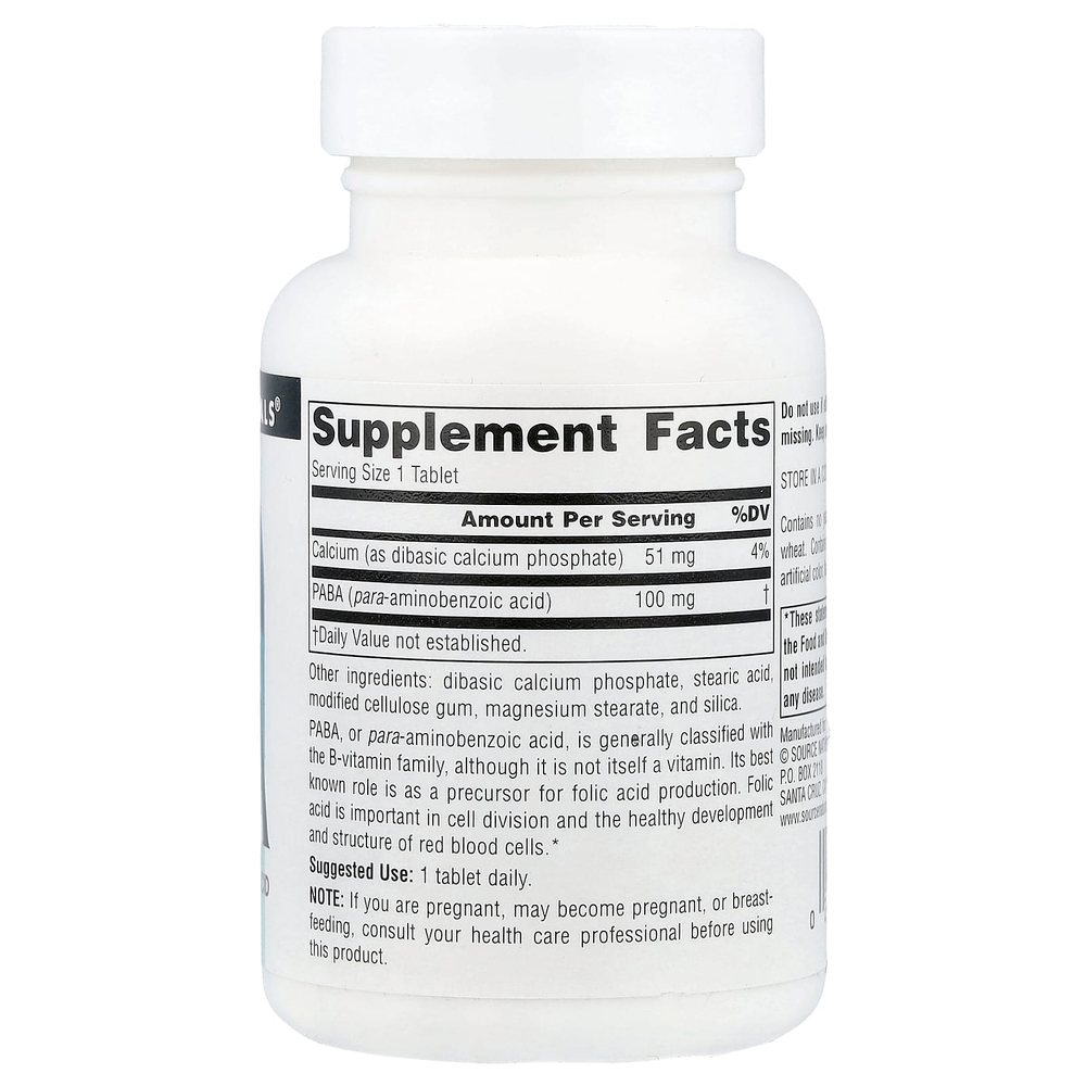 Source Naturals, ПАБК, 100 мг, 250 таблеток