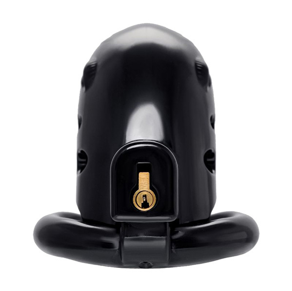 Черный мужской пояс верности 10см из пластика ToyFa Black&Red 901411-5