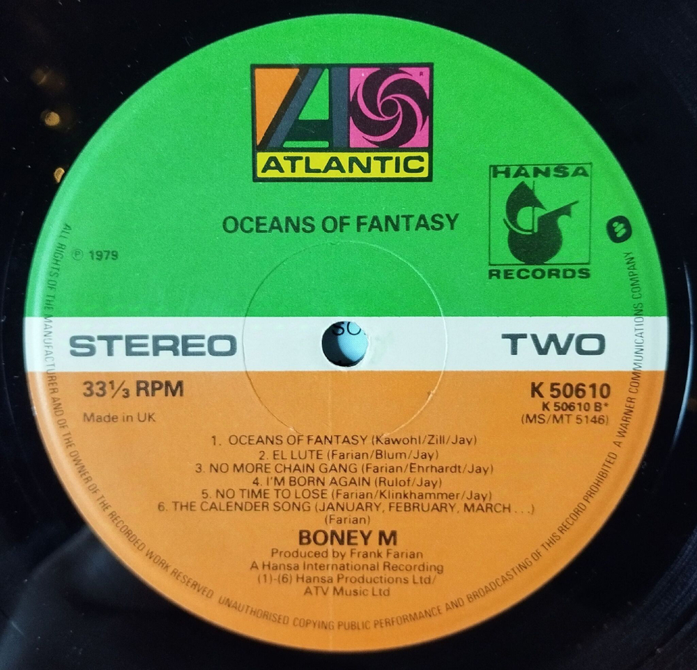 Винтажная виниловая пластинка LP Boney M. Oceans Of Fantasy (UK 1979) Bye Bye Bluebird
