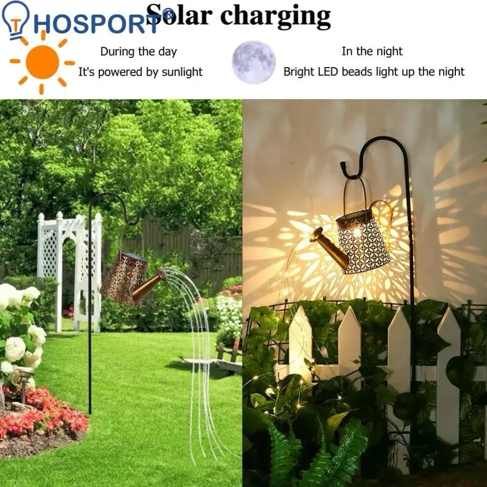 Светильник дачный на солнечной батарее «Чайник Орнамент» 21*9.5*14.5 см, 37 ламп LED (6 нитей, длина 55 см, подставка 79 см)