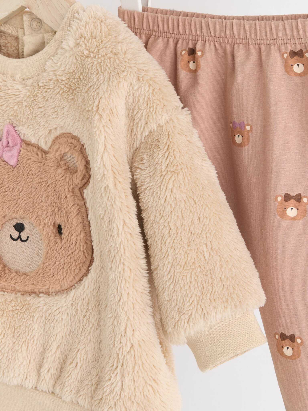 Толстовка флисовая и легинсы в комплекте для малышей Next 904-482, Бежевый, Коричневый