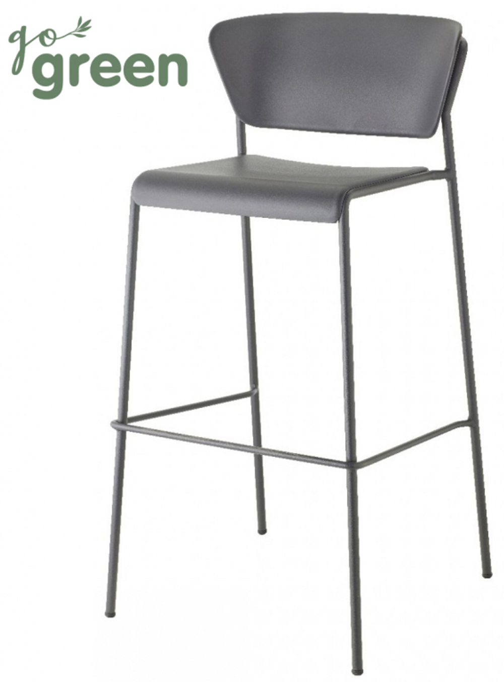 Стул пластиковый полубарный Scab Design Lisa Technopolymer Go Green, антрацит