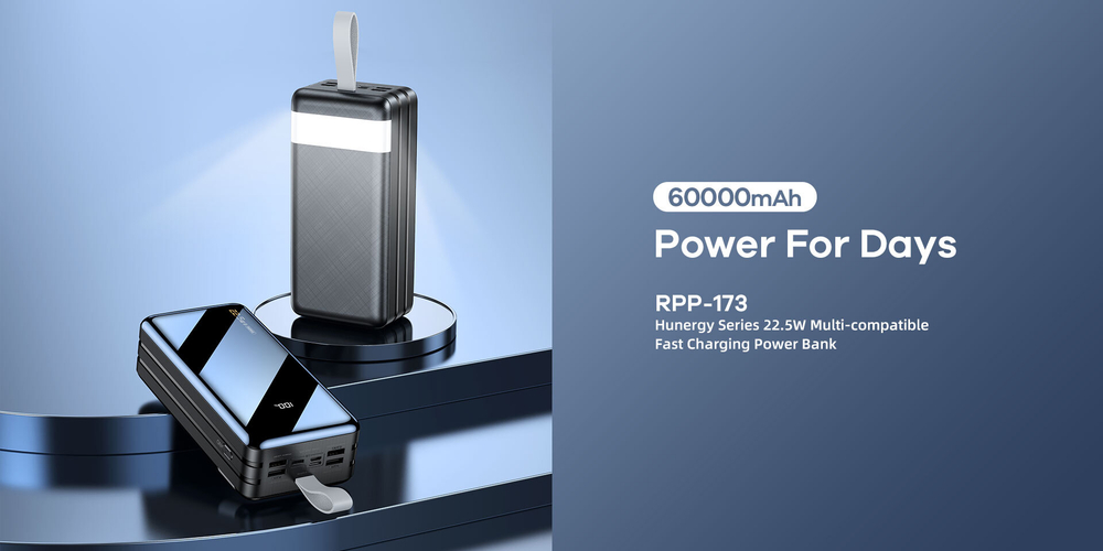 Портативный аккумулятор REMAX RPP-173 60000 mAh PD+QC 3.0 (черный)