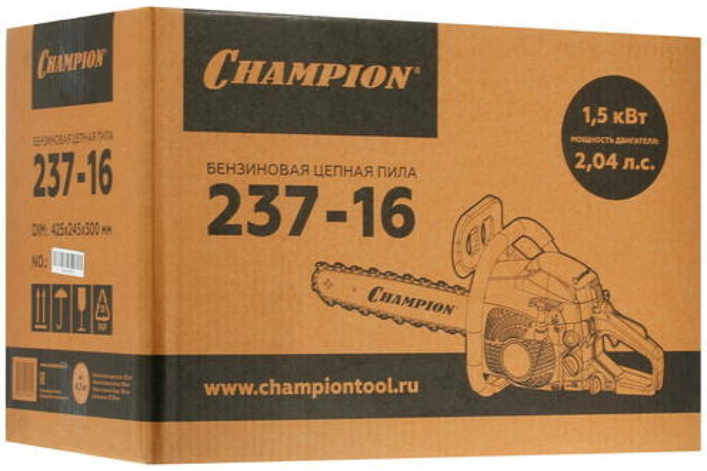 Пила Champion 237-16 + свеча и масло champion 952839 + цепь champion 3/8"-1,3mm-56pro(vs)