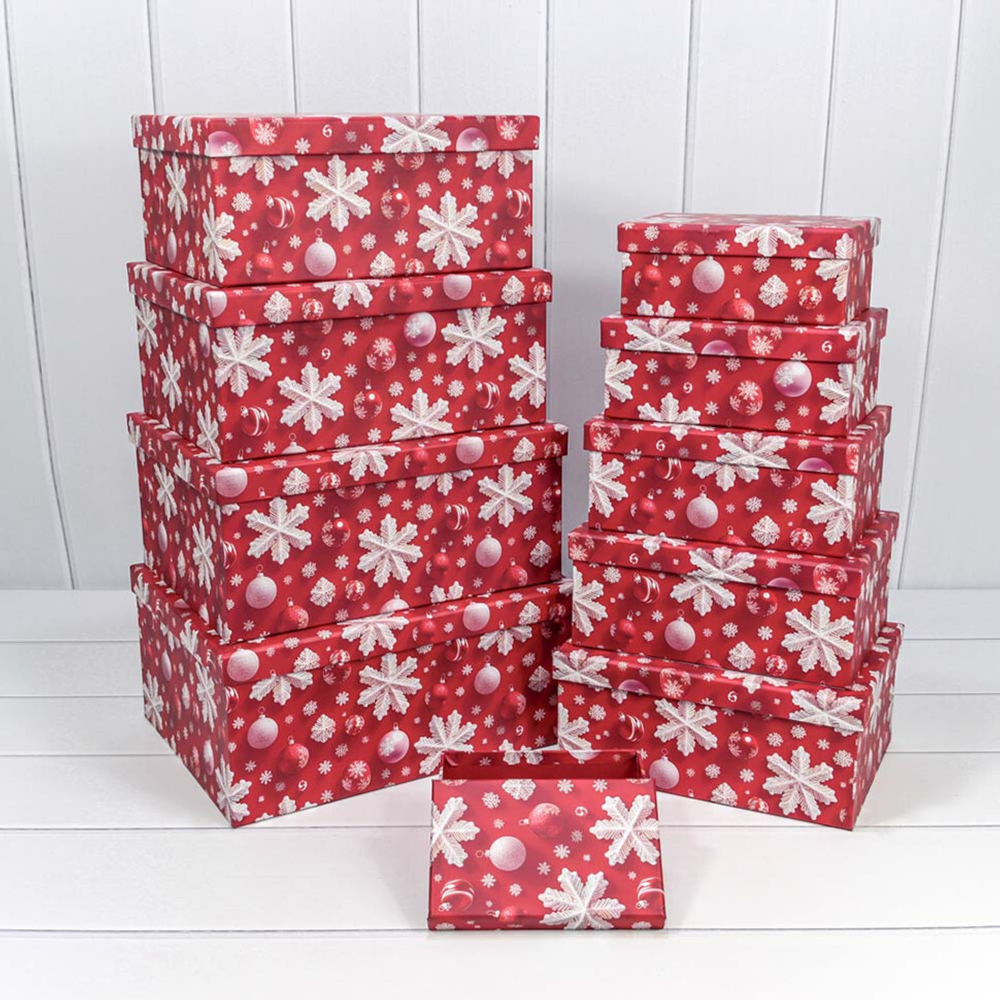 Коробка 42.5 х 33 х 17.6 см Набор 15 шт "Новый год" (Красный)