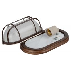 Светильник ЭРА НБО 04-60-022 Кантри дерево/стекло решетка IP54 E27 max 60Вт 232х140 овал орех