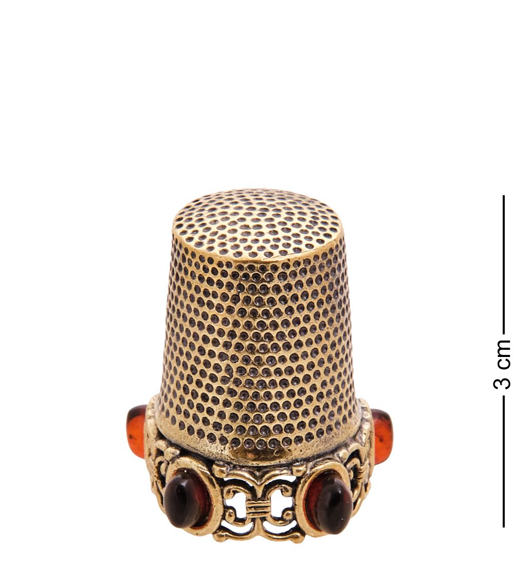 AM-3546 Наперсток «Завиток» (латунь, янтарь)