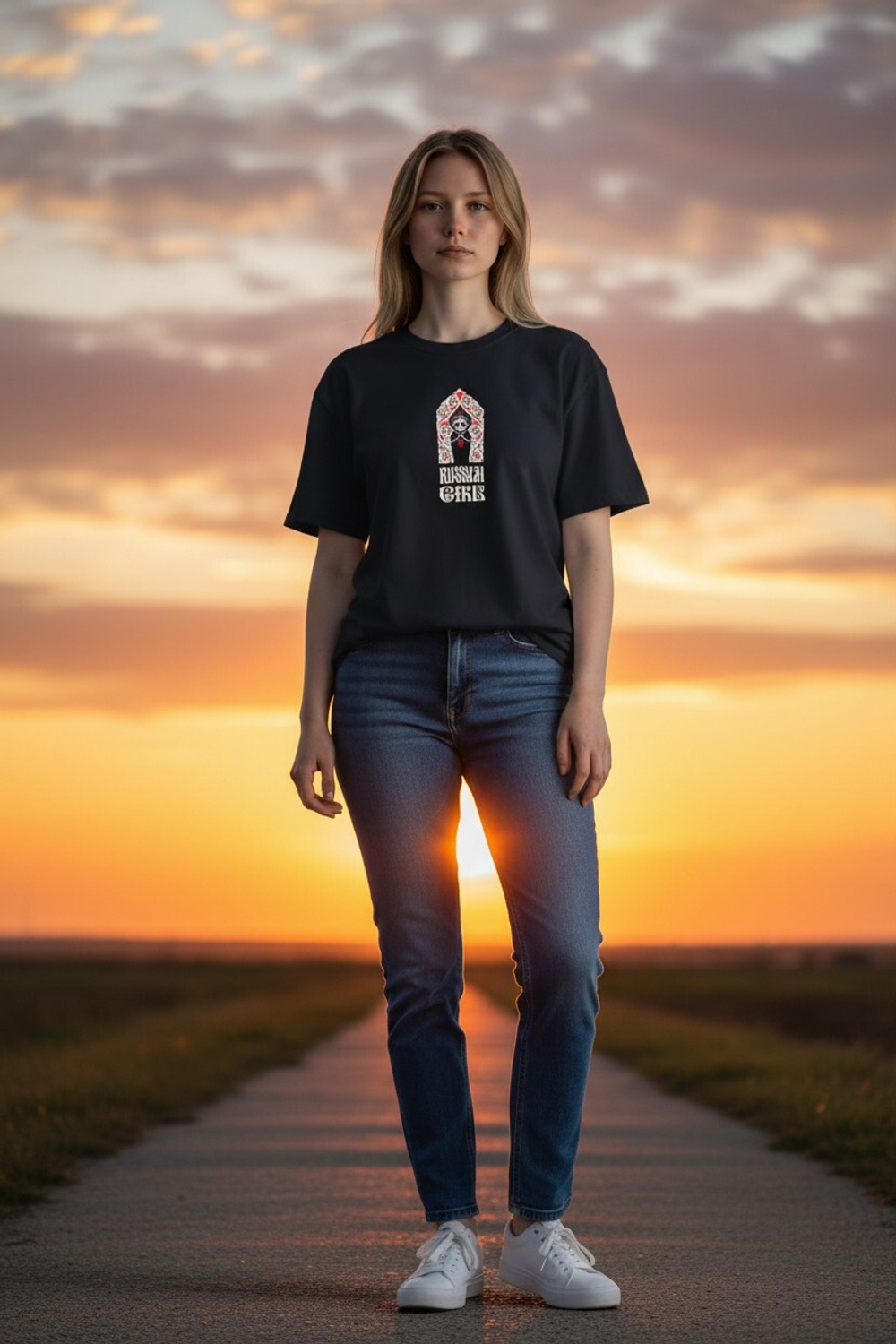 Футболка с вышивкой "Русская девочка"