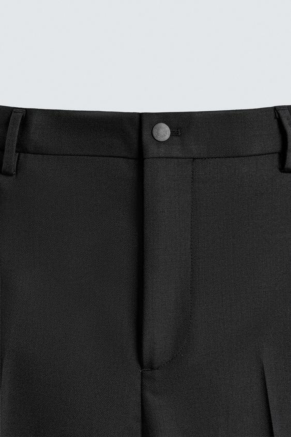 ZARA КОСТЮМНЫЕ БРЮКИ-СМОКИНГ ИЗ ШЕРСТИ, ЧЕРНЫЙ