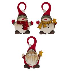 GAEM Изделие декоративное подвесное "Дед мороз/Снеговик", L8 W1,5 H13 см, 4в.