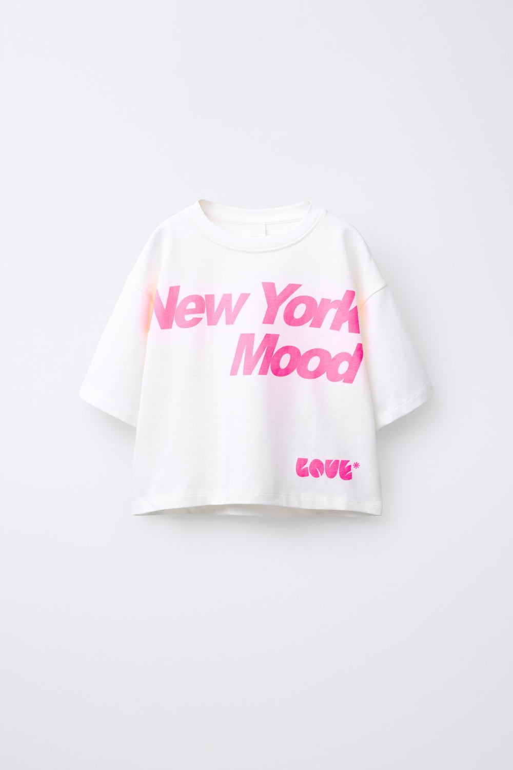 ZARA ФУТБОЛКА С НАДПИСЬЮ, БЕЛЫЙ