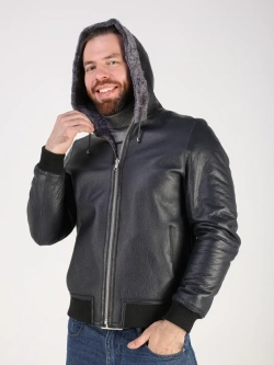 Дубленка натуральная куртка зимняя с капюшоном шуба