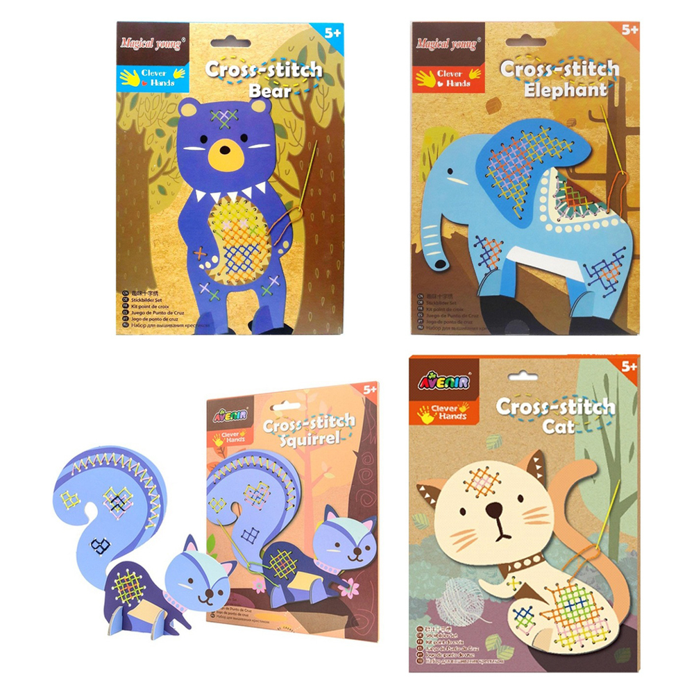 Набор для вышивания крестиком Basir с трафаретом, размер 23.5*18 см, пластиковая игла, ассорти