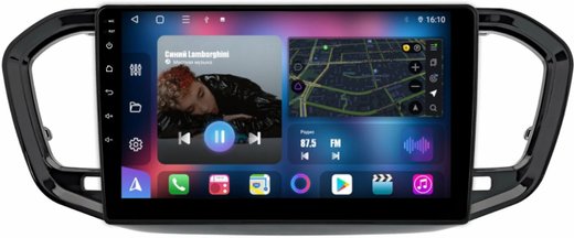 Магнитола для Lada Vesta NG 2023+ (без ШГУ, рамка черная глянцевая 9) - FarCar BM9-7289A9GL монитор 9.5" QLED на Android 14, TS10, 4+32Гб, CarPlay, 4G SIM-слот