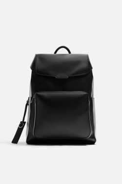ZARA РЮКЗАК С КЛАПАНОМ, ЧЕРНЫЙ