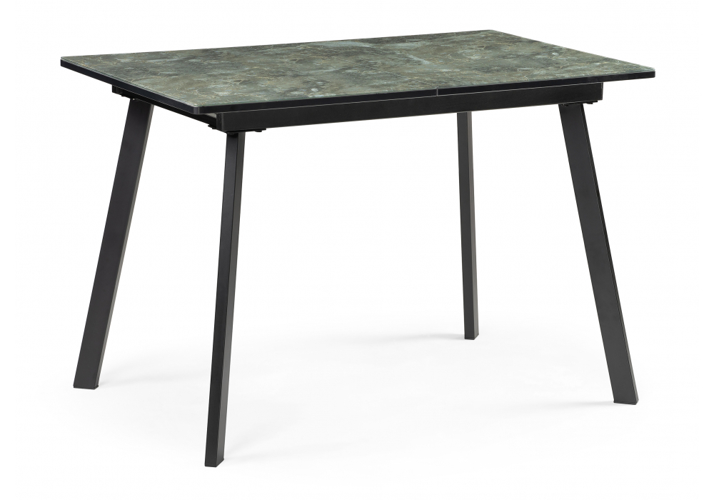Стол стеклянный Woodville Агни 110 королевский мрамор, черный матовый, ножки черные