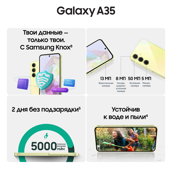 Смартфон Samsung Galaxy A35 8/256 Гб Жёлтый