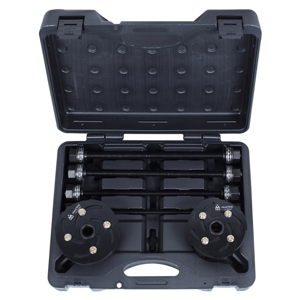 МАСТАК (110-20006C) Набор оправок для монтажа и демонтажа сайлентблоков, 34-82 мм, кейс, 6 предметов