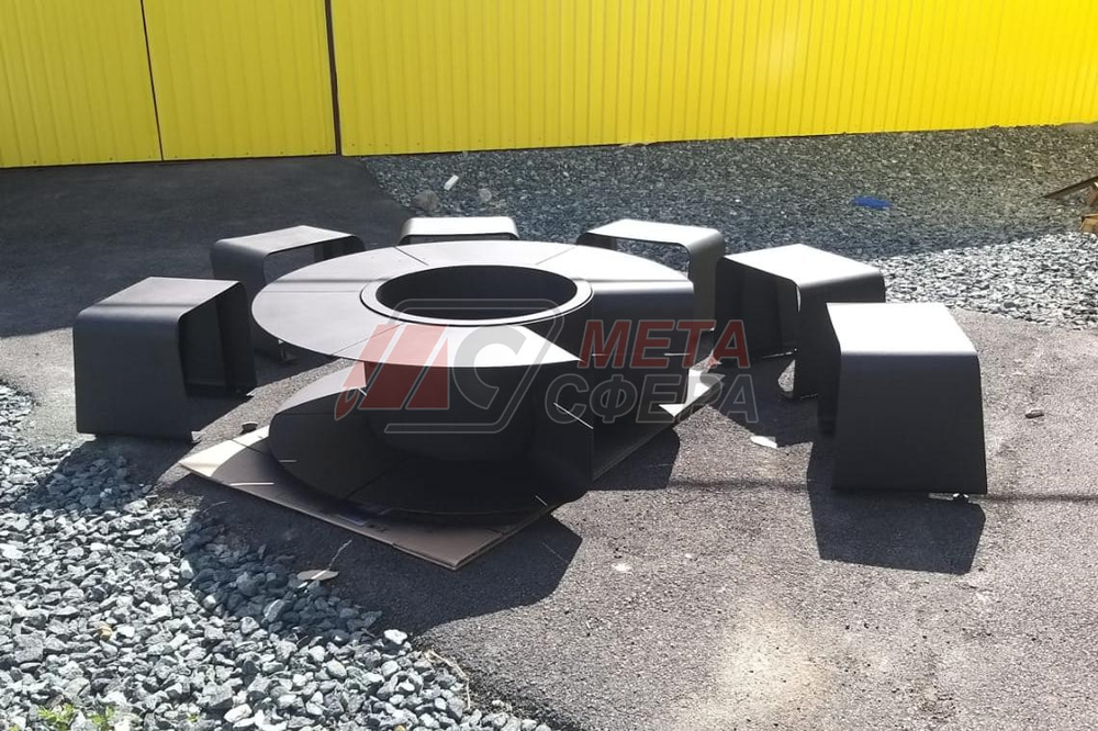 Стол-очаг Омега с 6 табуретами