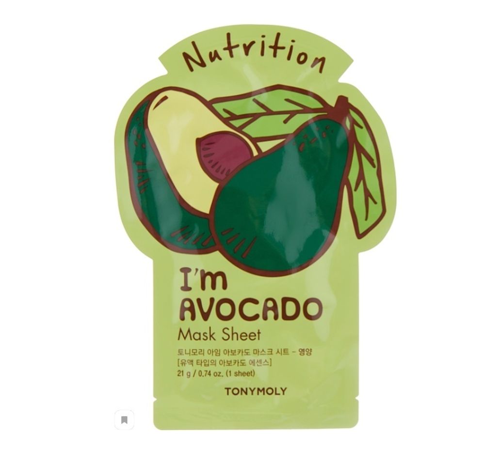 TONY MOLY тканевая маска I'm Avocado 21 гр