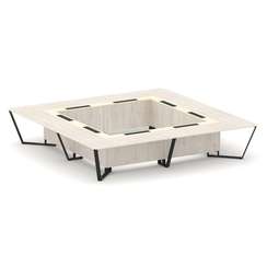 Steel Meet Стол переговорный квадратный KMK-PR.B.SP-20K2 Денвер Светлый/Ваниль Глянец/Металл Черный