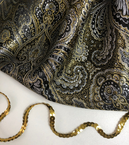 Парча жаккард огурцы, черный/золото