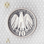 10 марок. 50 лет Федеральному конституционному суду (A). Серебро. 2001 г. PROOF. В родной запайке